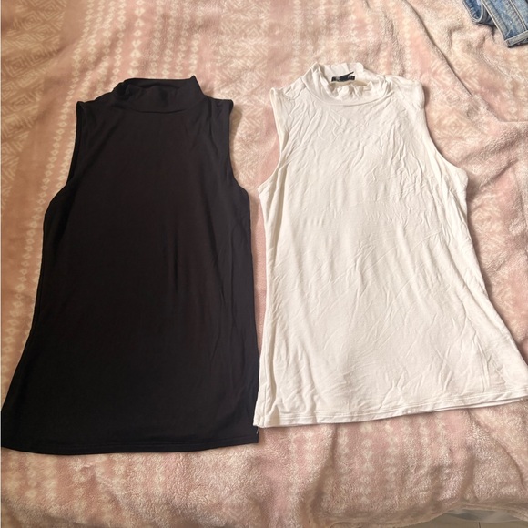 Express Mock Neck Tank Tops - Black & White Duo - Picture 2 of 6
